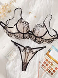 Valentine's Day Women's Black Forest Lace Sexy Lingerie Set
