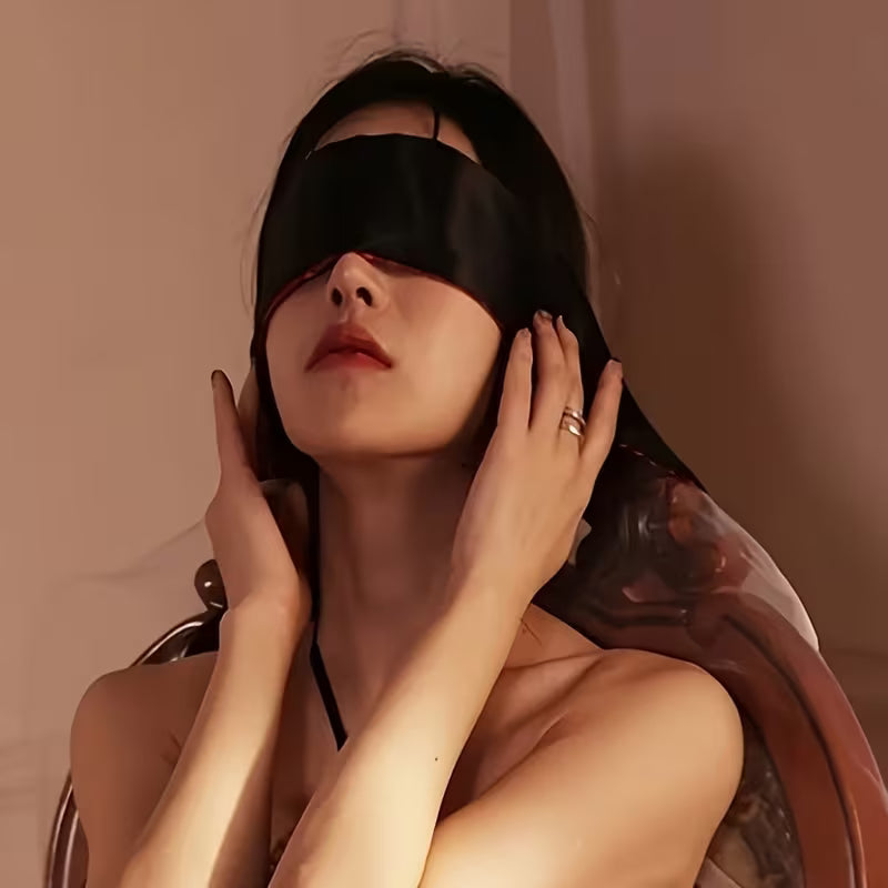 1pc Blindfold - Soft Lac Overlay Design, Red & Black, Perfect for Relaxation & Sensory Deprivation