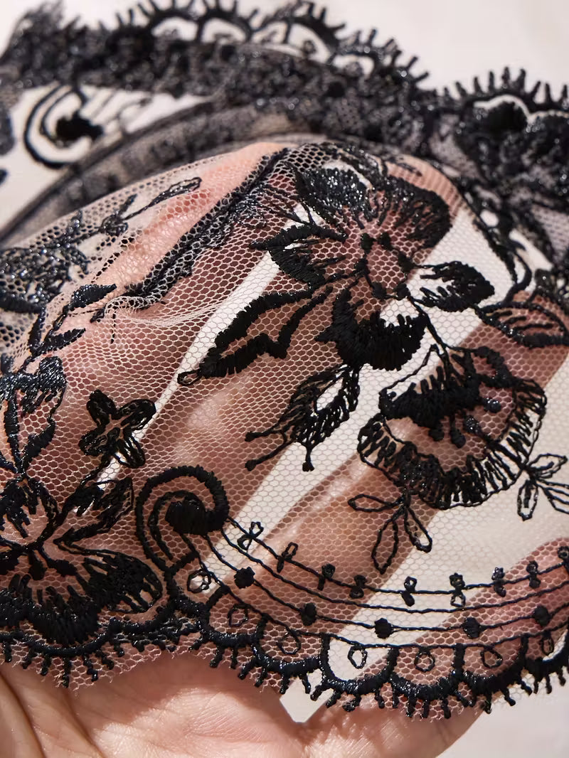 3pcs Women's European Style Black Lingerie