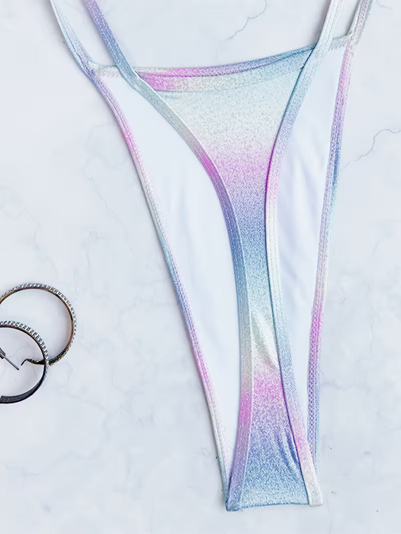 New One-Piece Swimsuit Backless Bikini European Swimsuit Women's Solid Color Swimsuit