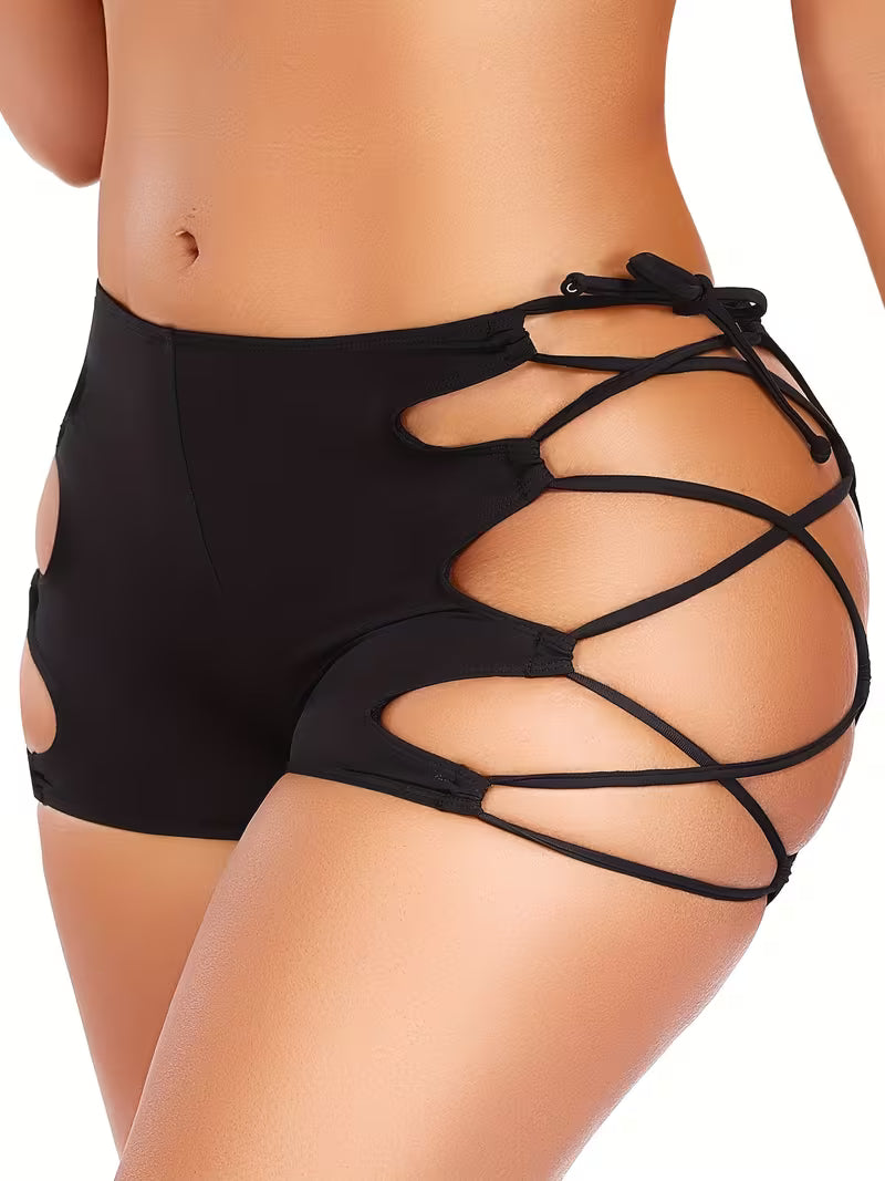 Solid Color High-Waisted Butt-Lifting Strap Tight Yoga Shorts