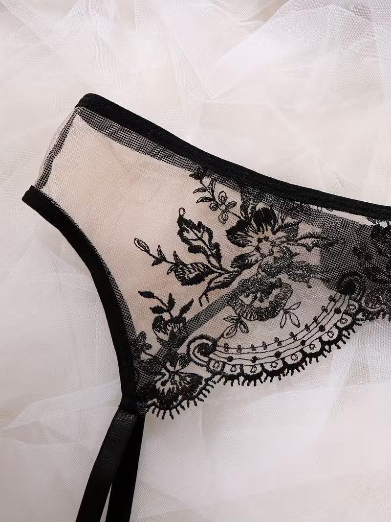 3pcs Women's European Style Black Lingerie