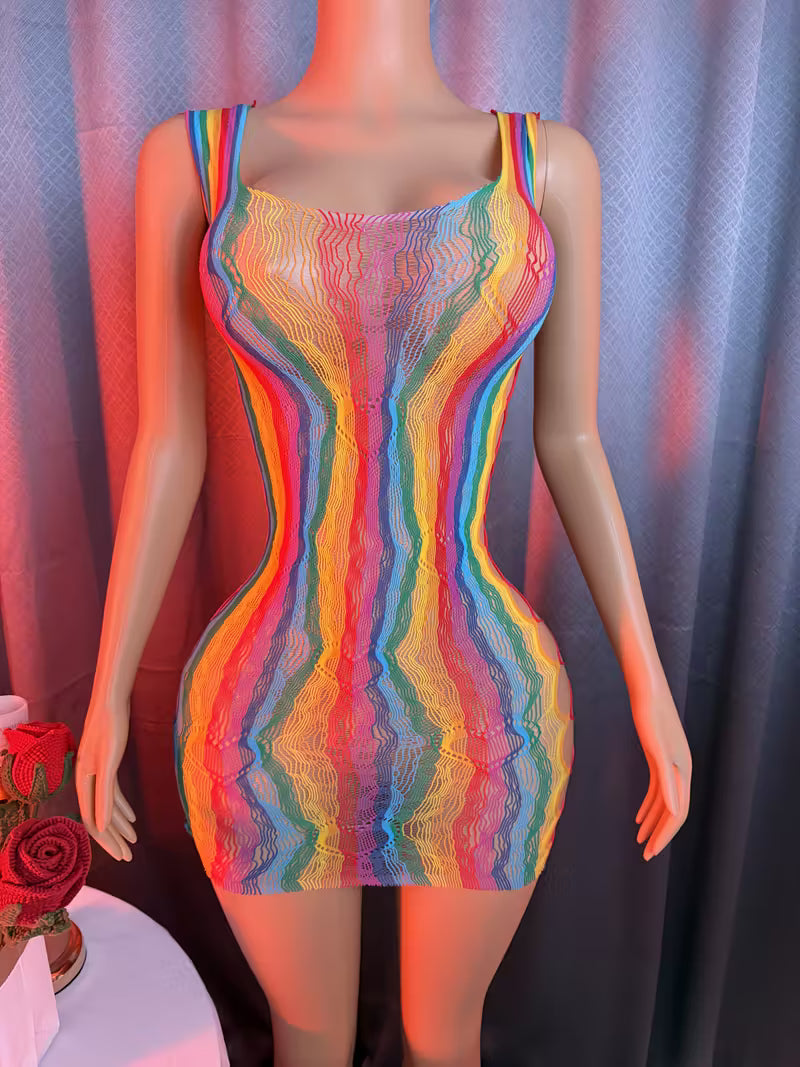 Elegant Sexy Women's Fishnet Cover-Up - Hollow-Out Bodycon Dress