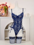 New Style Lace Hollow-Out Design Sexy Bodysuit with Leg Socks