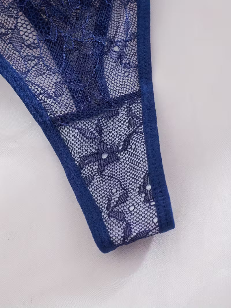 2pcs Sexy Lingerie Set - Red Lace Bra with Floral Pattern, No Padding, Perfect for Adult