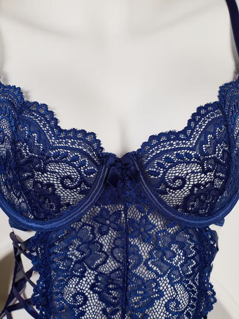 New Style Lace Hollow-Out Design Sexy Bodysuit with Leg Socks