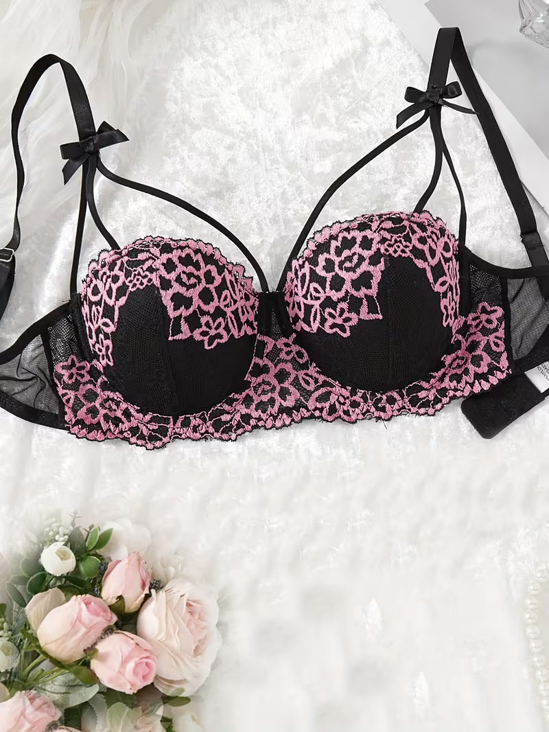 Women'S Elegant Push-Up Bra with Support Underwire, Non-Removable Padded Cups