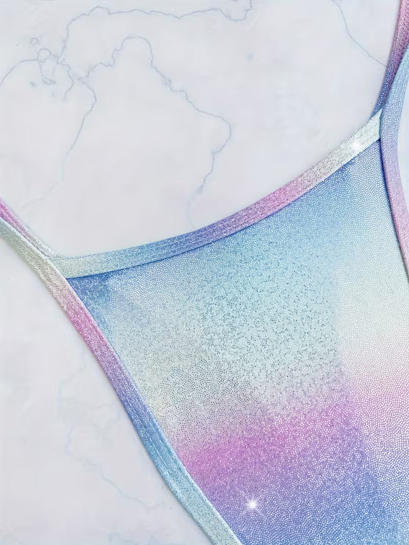 New One-Piece Swimsuit Backless Bikini European Swimsuit Women's Solid Color Swimsuit